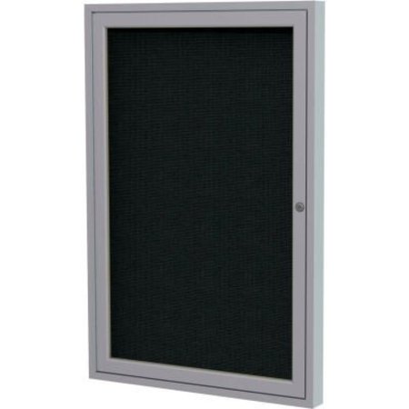 GHENT Ghent Ovation Enclosed Bulletin Board, 1 Door, 30"W x 36"H, Black Fabric/Silver Frame PA13630F-95